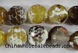 CAA382 15.5 inches 14mm faceted round fire crackle agate beads