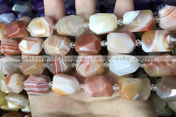 CAA3820 13*17mm - 18*22mm faceted nuggets line agate beads