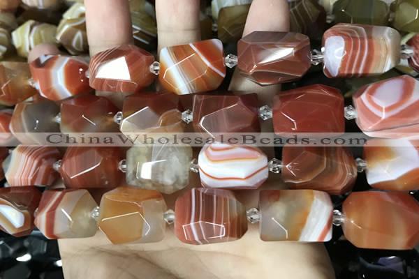 CAA3821 13*17mm - 18*22mm faceted nuggets line agate beads