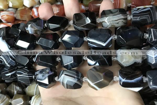 CAA3824 13*17mm - 18*22mm faceted nuggets line agate beads