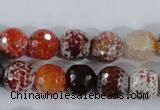 CAA387 15.5 inches 14mm faceted round fire crackle agate beads