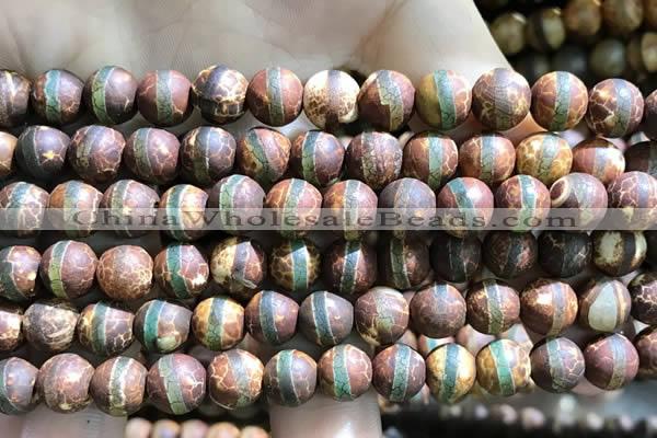 CAA3878 15 inches 8mm round tibetan agate beads wholesale