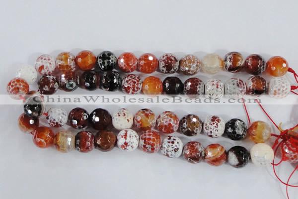 CAA388 15.5 inches 16mm faceted round fire crackle agate beads