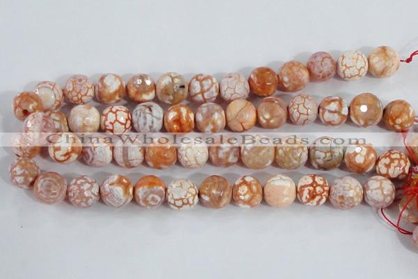 CAA391 15.5 inches 14mm faceted round fire crackle agate beads