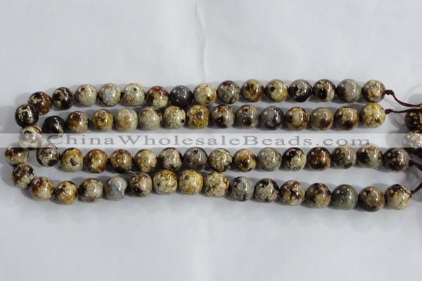 CAA393 15.5 inches 8mm round fire crackle agate beads wholesale