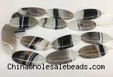 CAA3996 15.5 inches 25*55mm oval line agate gemstone beads