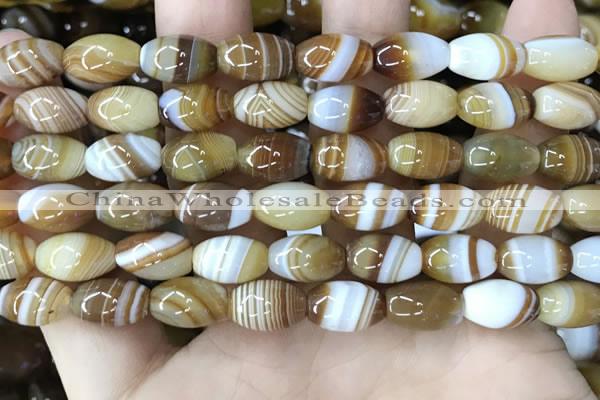 CAA4158 15.5 inches 8*12mm rice line agate beads wholesale