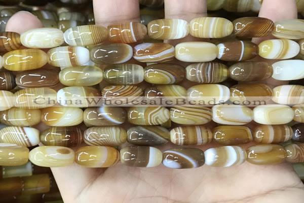 CAA4172 15.5 inches 7*14mm rice line agate beads wholesale