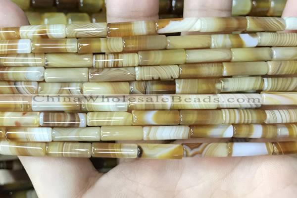 CAA4176 15.5 inches 4*13mm tube line agate beads wholesale