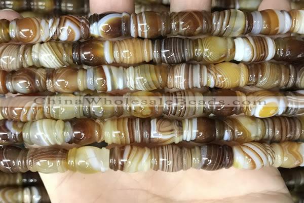 CAA4196 15.5 inches 9*14mm carved drum line agate gemstone beads