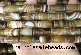 CAA4197 15.5 inches 10*20mm carved drum line agate gemstone beads