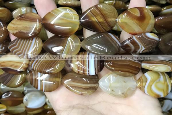CAA4222 15.5 inches 22*30mm flat teardrop line agate beads wholesale