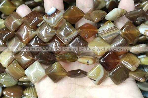 CAA4233 15.5 inches 14*14mm diamond line agate beads wholesale