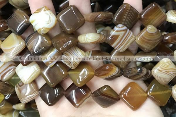 CAA4234 15.5 inches 16*16mm diamond line agate beads wholesale