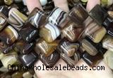 CAA4236 15.5 inches 20*20mm diamond line agate beads wholesale