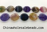 CAA4300 15.5 inches 30mm flat round line agate beads wholesale
