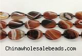 CAA4301 15.5 inches 25*30mm twisted oval line agate beads