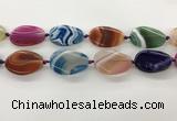 CAA4303 15.5 inches 25*35mm twisted oval line agate beads