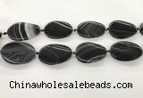 CAA4304 15.5 inches 30*40mm twisted oval line agate beads