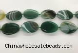 CAA4307 15.5 inches 30*40mm twisted oval line agate beads