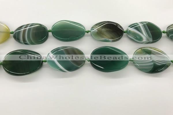 CAA4307 15.5 inches 30*40mm twisted oval line agate beads