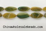 CAA4313 15.5 inches 25*50mm twisted oval line agate beads