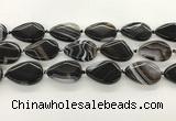 CAA4318 15.5 inches 25*35mm twisted flat teardrop line agate beads
