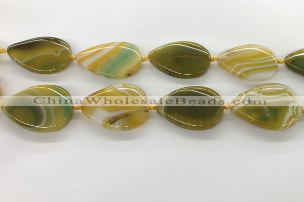 CAA4322 15.5 inches 30*40mm twisted oval line agate beads