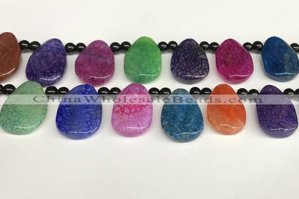 CAA4367 Top drilled 20*30mm freeform dragon veins agate beads