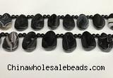 CAA4369 Top drilled 20*30mm freeform black banded agate beads