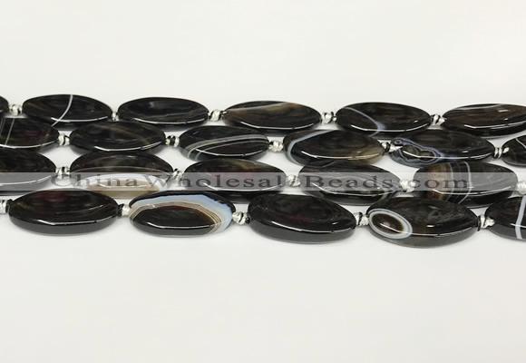 CAA4399 15.5 inches 16*30mm rectangle black banded agate beads