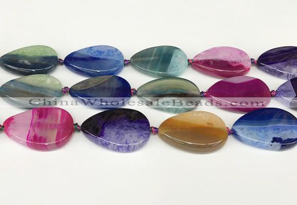 CAA4432 15.5 inches 25*35mm flat teardrop agate druzy geode beads