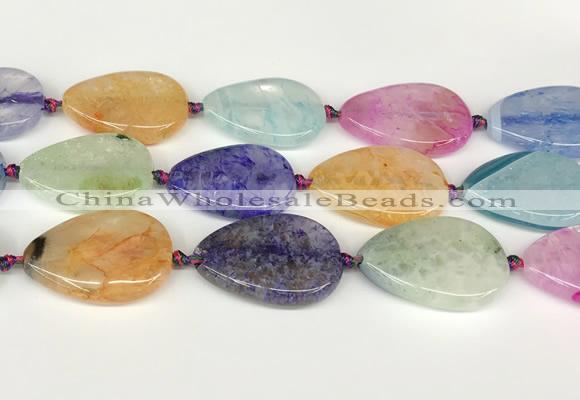 CAA4438 15.5 inches 25*35mm flat teardrop agate druzy geode beads