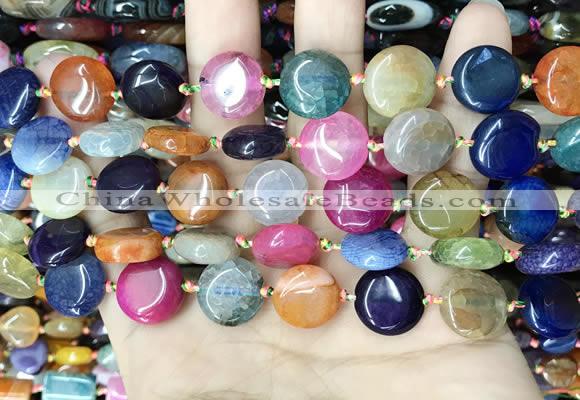 CAA4455 15.5 inches 14mm flat round dragon veins agate beads