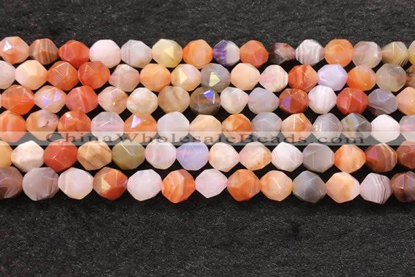 CAA4576 15.5 inches 8mm faceted nuggets mixed botswana agate beads
