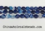 CAA4593 15.5 inches 12mm flat round banded agate beads wholesale