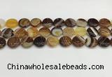 CAA4596 15.5 inches 14mm flat round banded agate beads wholesale