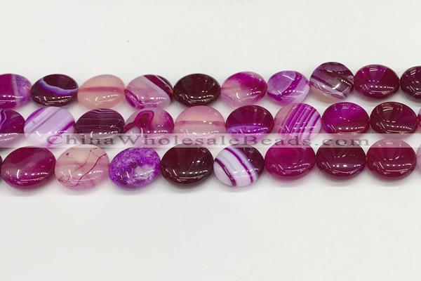 CAA4606 15.5 inches 16mm flat round banded agate beads wholesale