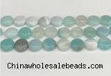 CAA4608 15.5 inches 16mm flat round banded agate beads wholesale