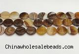 CAA4612 15.5 inches 18mm flat round banded agate beads wholesale