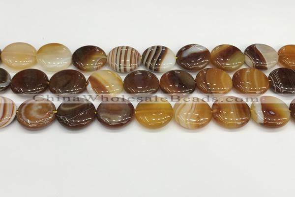 CAA4612 15.5 inches 18mm flat round banded agate beads wholesale