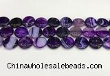 CAA4613 15.5 inches 18mm flat round banded agate beads wholesale