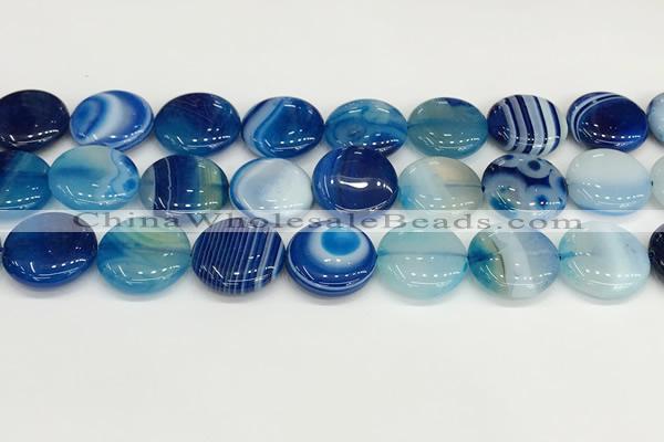 CAA4617 15.5 inches 18mm flat round banded agate beads wholesale