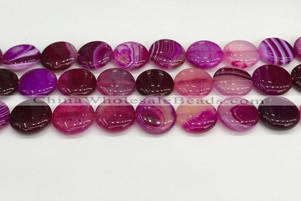 CAA4622 15.5 inches 20mm flat round banded agate beads wholesale