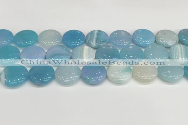 CAA4624 15.5 inches 20mm flat round banded agate beads wholesale