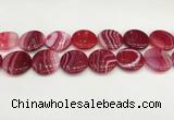 CAA4631 15.5 inches 25mm flat round banded agate beads wholesale