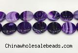 CAA4637 15.5 inches 30mm flat round banded agate beads wholesale