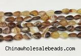 CAA4686 15.5 inches 10*14mm flat teardrop banded agate beads wholesale