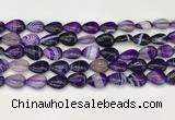 CAA4687 15.5 inches 10*14mm flat teardrop banded agate beads wholesale