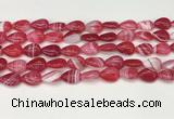 CAA4689 15.5 inches 10*14mm flat teardrop banded agate beads wholesale